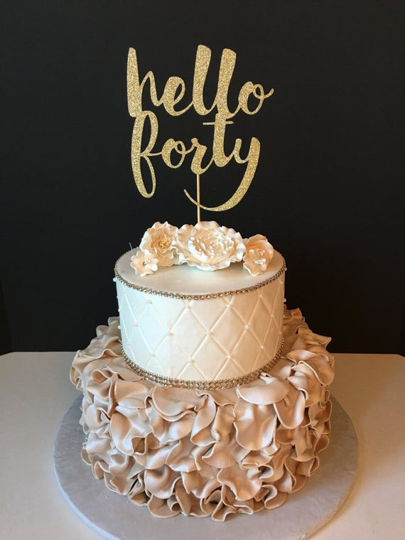 Best ideas about 40th Birthday Cake Toppers
. Save or Pin ANY NUMBER Gold Glitter hello forty Cake Topper 40th Birthday Now.