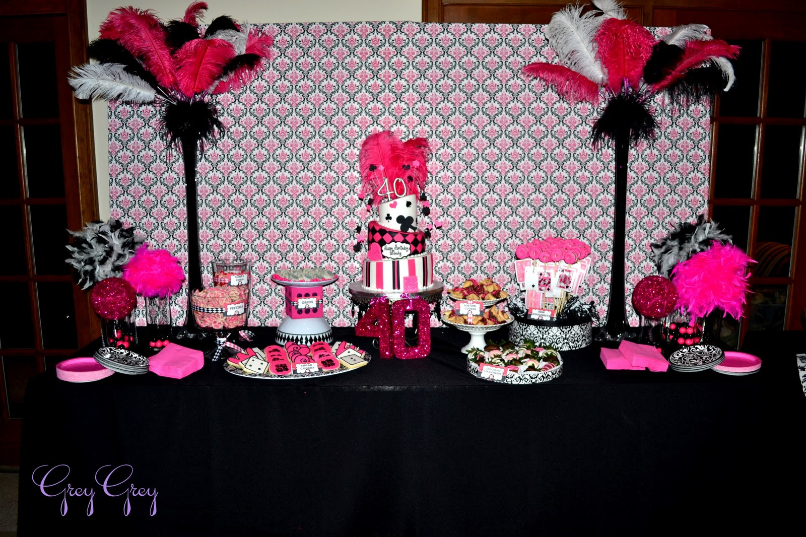 Best ideas about 40th Birthday Decor
. Save or Pin GreyGrey Designs My Parties Hot Pink Glamorous Casino Now.