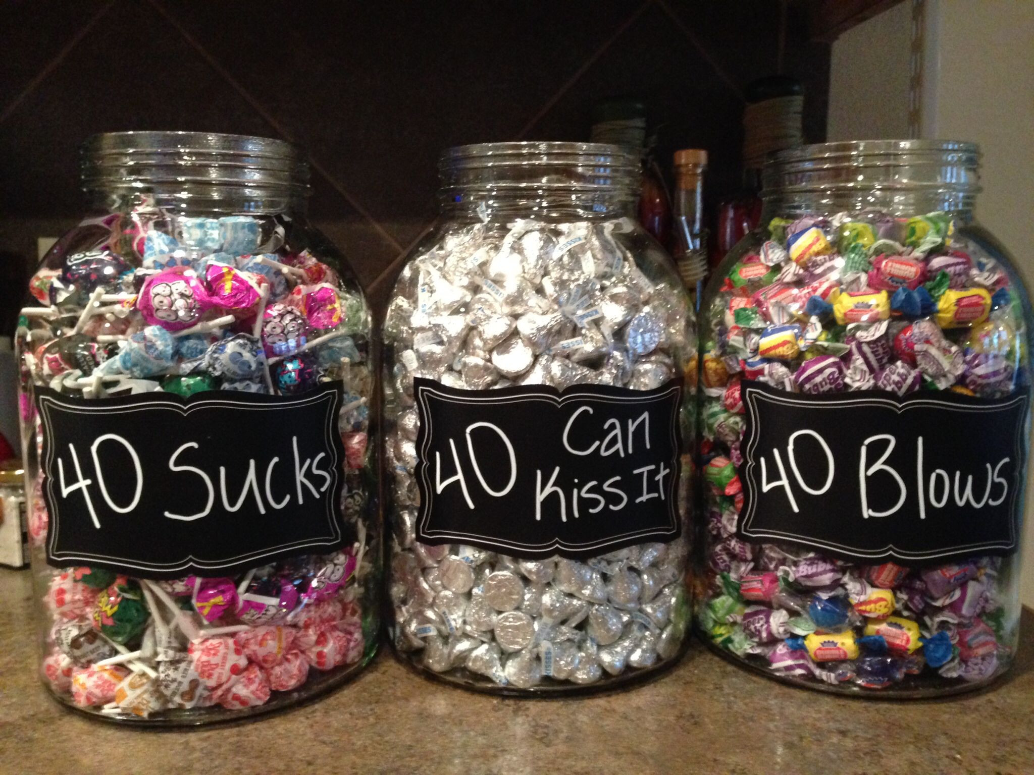 Best ideas about 40th Birthday Decor
. Save or Pin For my 40th birthday party Suckers for "40 Sucks " bubble Now.