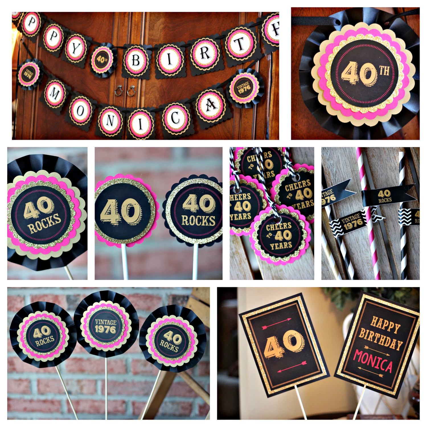 Best ideas about 40th Birthday Decorations
. Save or Pin La s 40th birthday party decorations Black hot pink and Now.