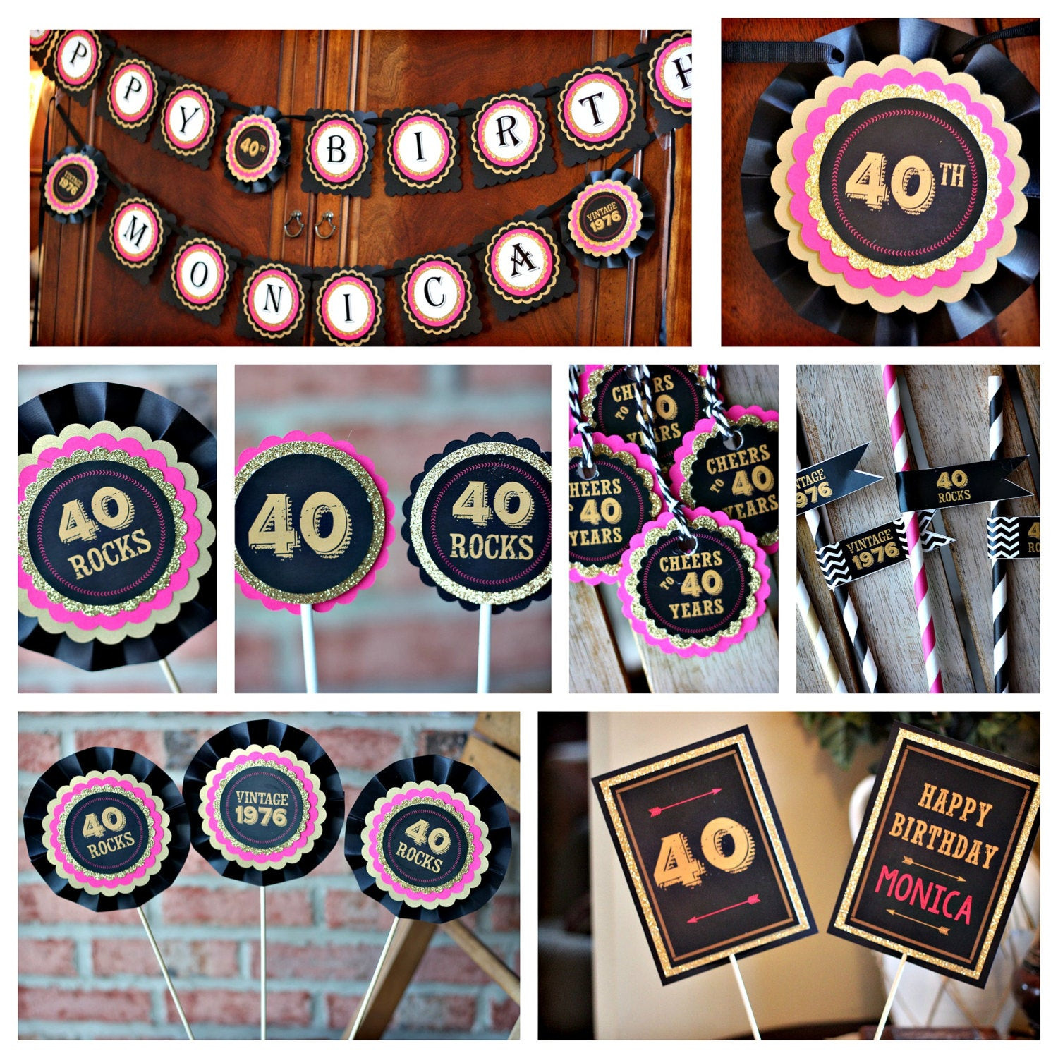 Best ideas about 40th Birthday Decorations For Her
. Save or Pin La s 40th birthday party decorations Black hot pink and Now.