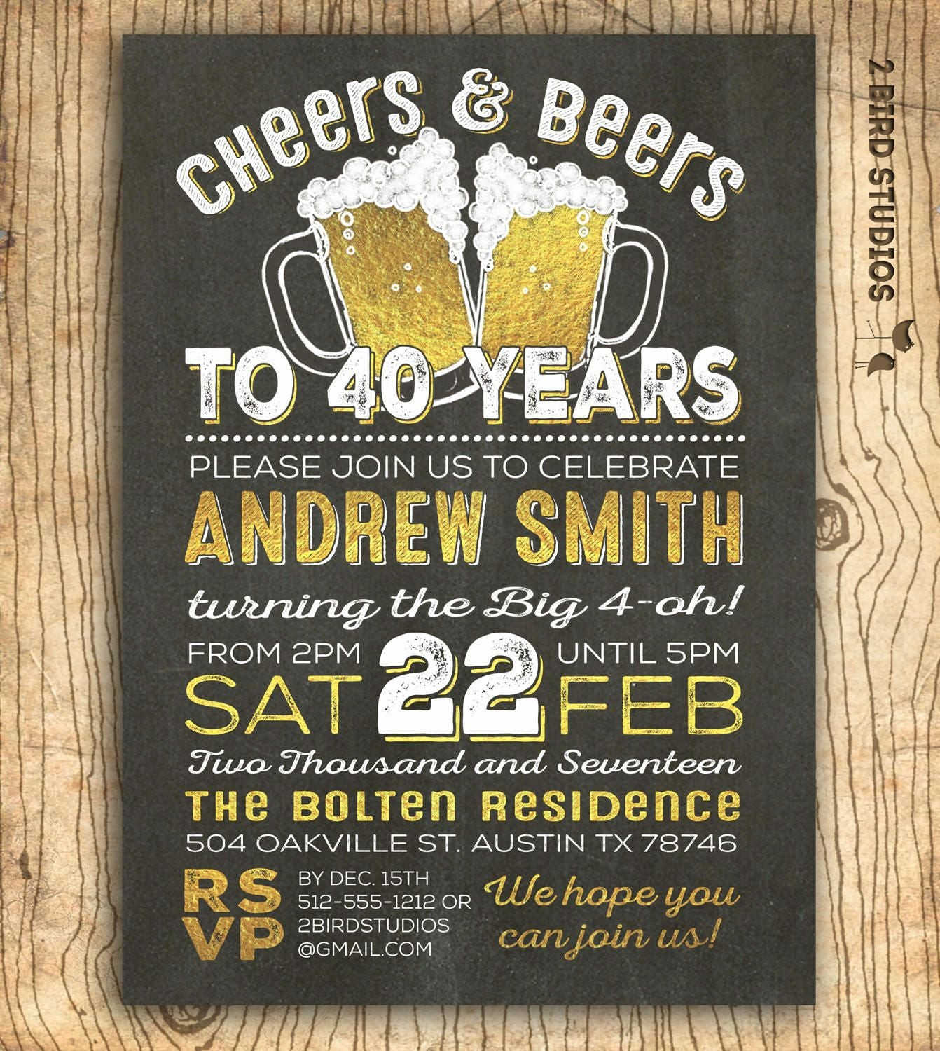 Best ideas about 40th Birthday Invitations For Her
. Save or Pin 40th birthday invitation for men Cheers & beers to 40 years Now.