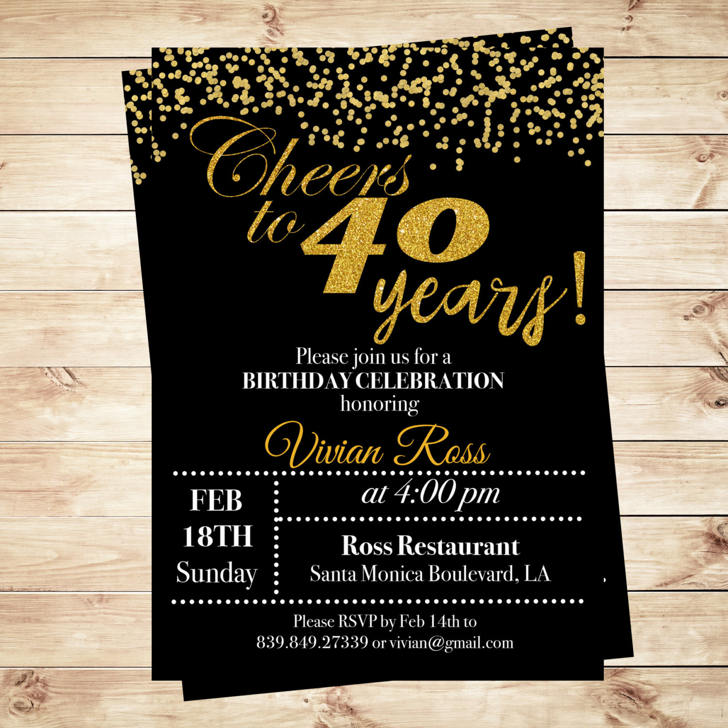 Best ideas about 40th Birthday Invitations For Her
. Save or Pin Cheers To 40 Years Birthday Printable Invitation 40th Now.
