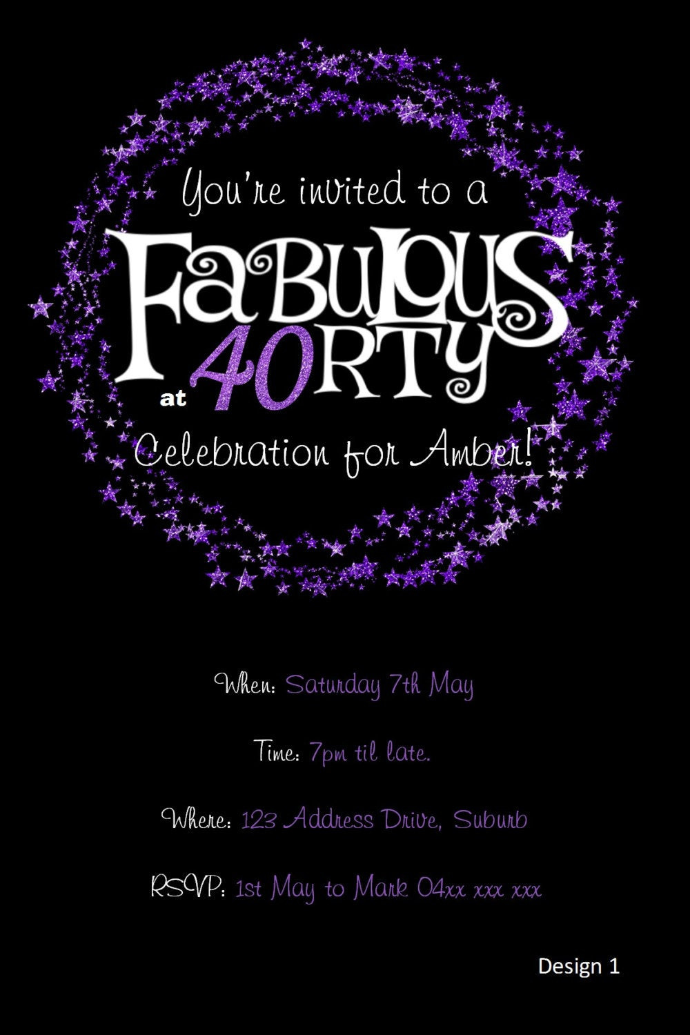 Best ideas about 40th Birthday Invitations For Her
. Save or Pin 40th Birthday Invitation Purple Glitter Invitation YOU Now.