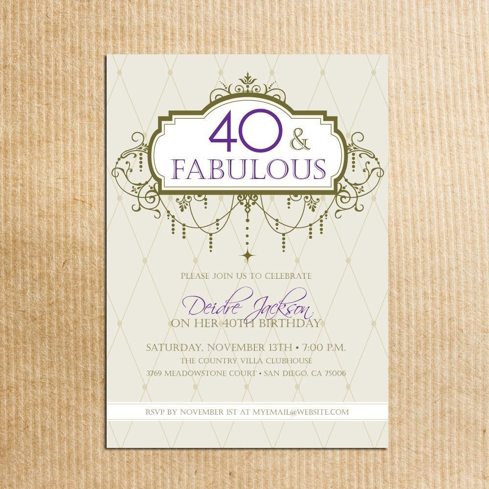 Best ideas about 40th Birthday Invitations For Her
. Save or Pin Adult 40th Birthday Party Invitations Digital File Now.