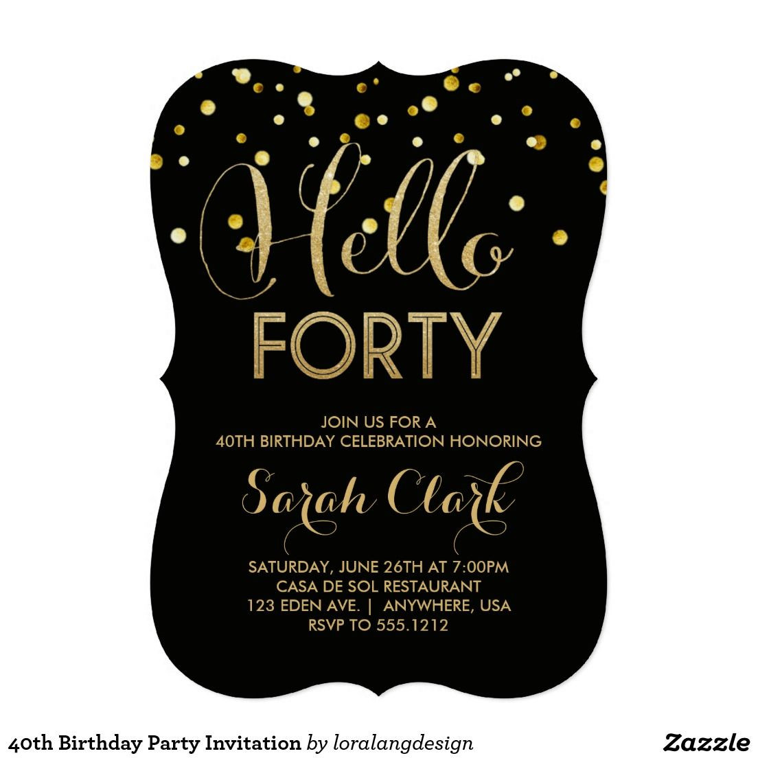 Best ideas about 40th Birthday Invitations For Her
. Save or Pin 40th Birthday Party Invitation Zazzle Now.