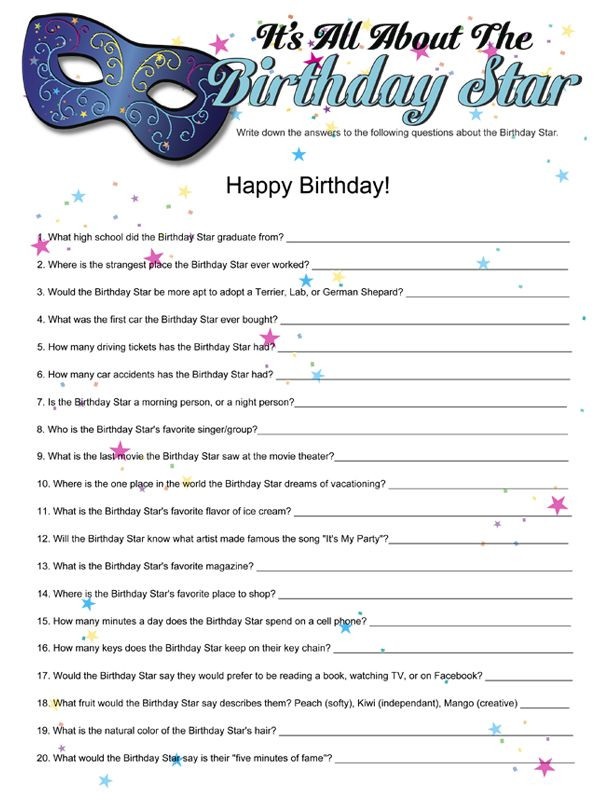 Best ideas about 40th Birthday Party Games
. Save or Pin Printable It s All About The Birthday Star Funsational Now.