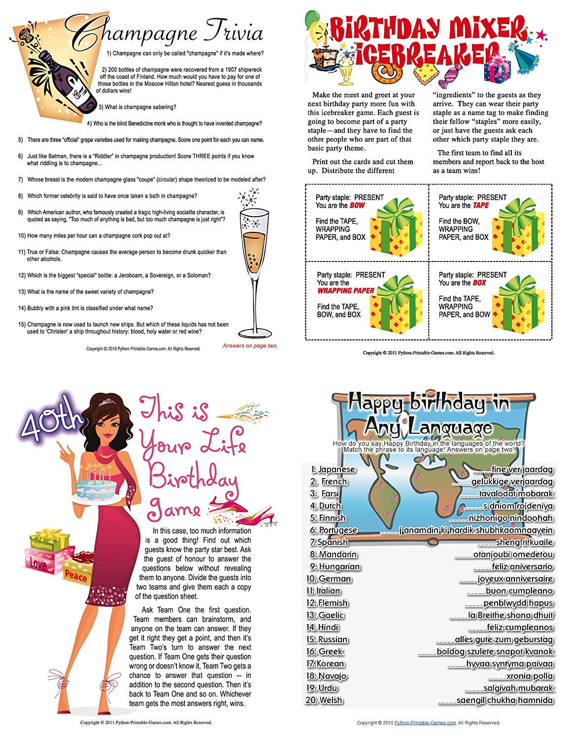 Best ideas about 40th Birthday Party Games
. Save or Pin Printable 40th Birthday Party Games Pack [Download Now.