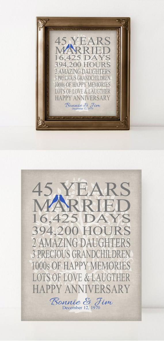 Best ideas about 45Th Wedding Anniversary Gift Ideas For Parents
. Save or Pin 45th Wedding Anniversary Gift for Parents by PrintsbyChristine Now.