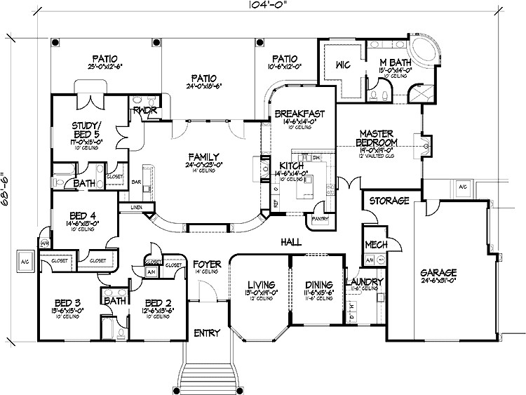 Best ideas about 5 Bedroom House Plans
. Save or Pin one story five bedroom home plans Now.