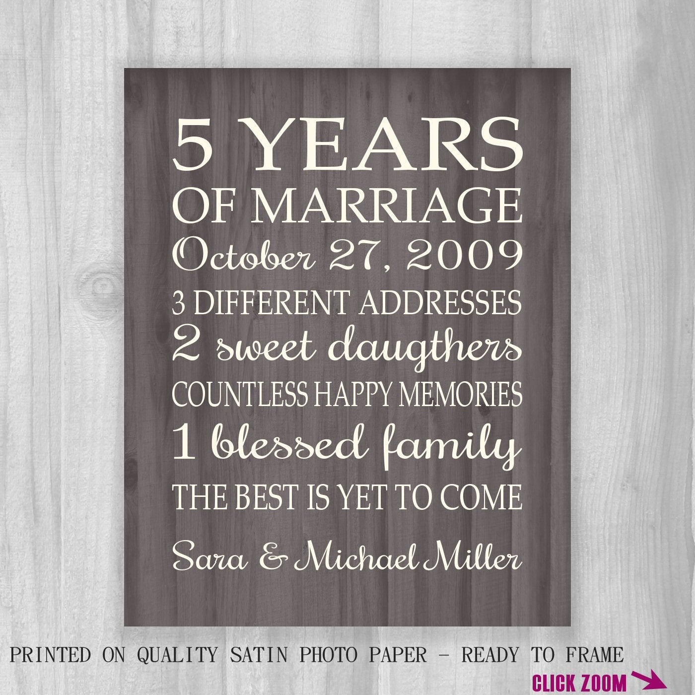 Best ideas about 5 Year Wedding Anniversary Gift Ideas
. Save or Pin 5th Anniversary Gift Print FAUX Wood 5 Years 10 15 20 25 Now.