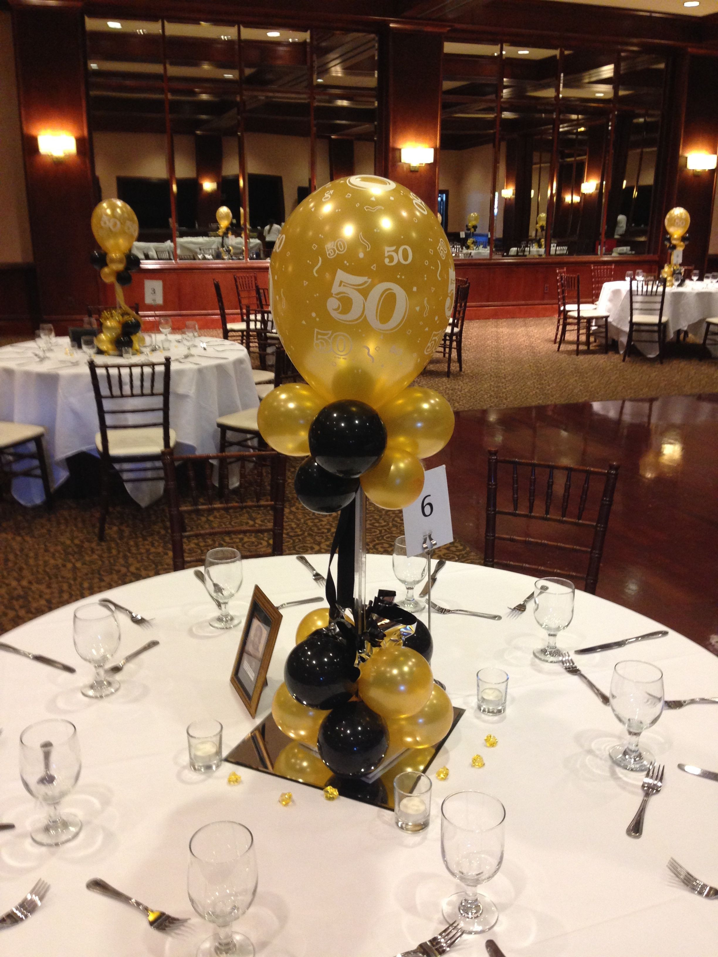 Best ideas about 50 Birthday Decorations
. Save or Pin Black and gold balloon centerpieces for a 50th birthday or Now.