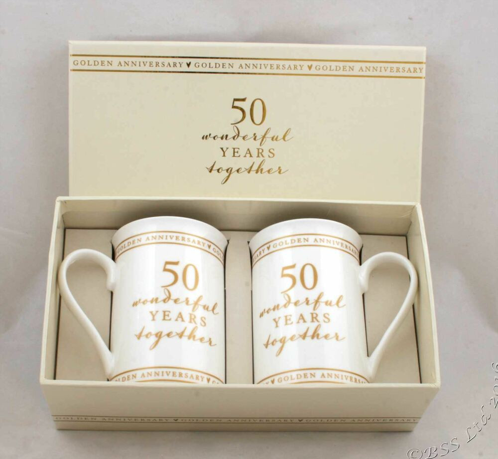 Best ideas about 50 Year Anniversary Gift Ideas
. Save or Pin 50th Golden Wedding Anniversary pair of Mugs Gift Set Now.