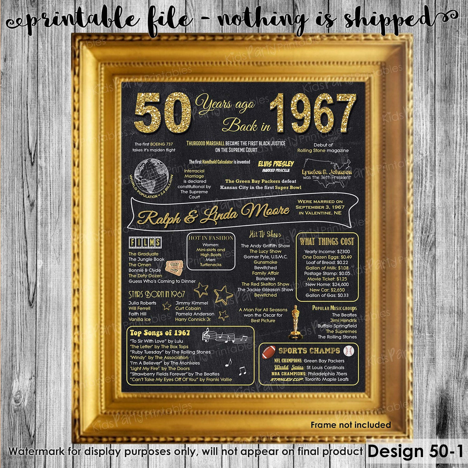 Best ideas about 50 Year Anniversary Gift Ideas
. Save or Pin 50th Anniversary Decoration 50th Anniversary Gifts for Now.