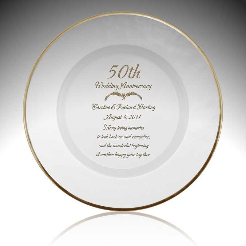 Best ideas about 50 Year Anniversary Gift Ideas
. Save or Pin Personalized Glass 50th Anniversary Plate with Gold Rim Now.