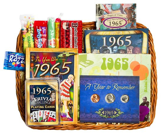 Best ideas about 50 Year Birthday Gifts
. Save or Pin 50th Birthday Gift Basket for 1965 or 1966 Now.