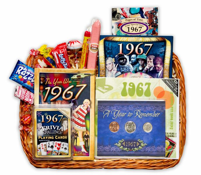 Best ideas about 50 Year Birthday Gifts
. Save or Pin 50th Birthday Gift Basket for 1967 Now.