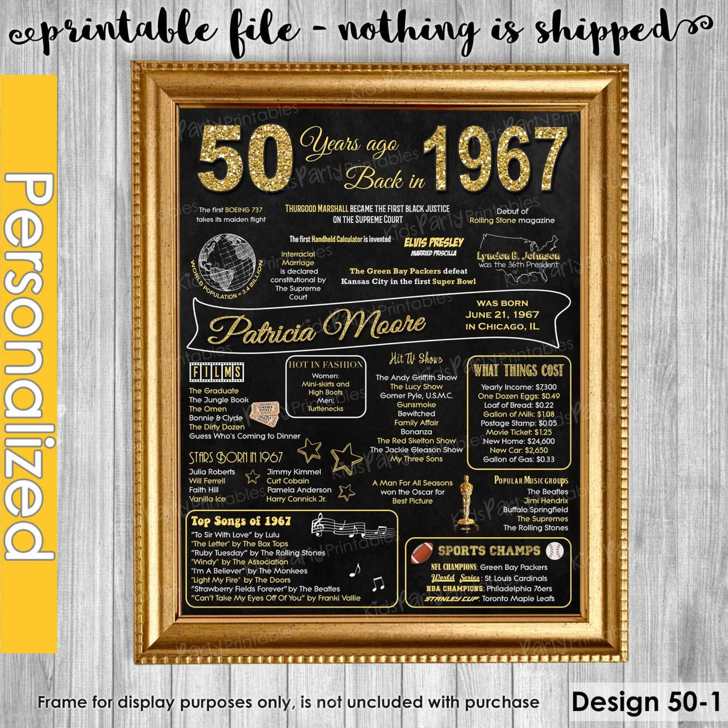 Best ideas about 50Th Birthday Gift Ideas For Men
. Save or Pin 50th Birthday Gift for Women 50th Birthday Chalkboard 50th Now.