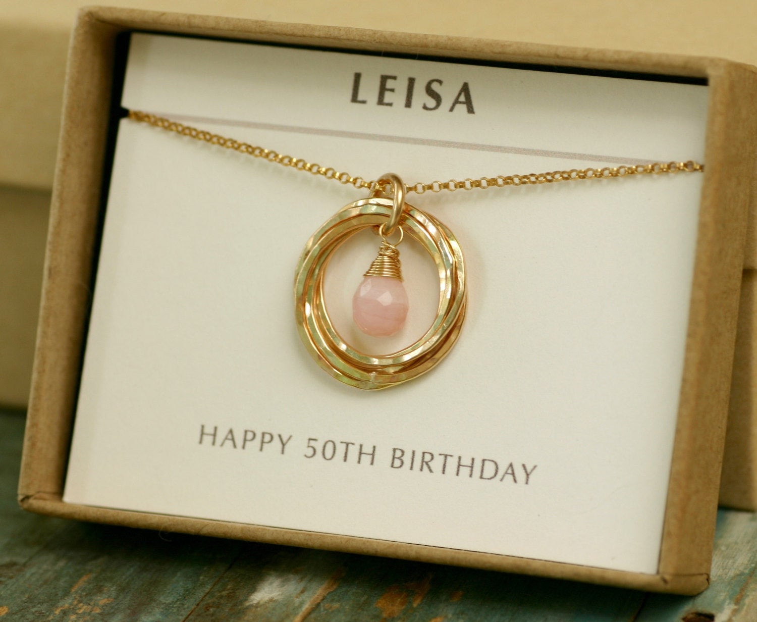 Best ideas about 50th Birthday Gifts For Women
. Save or Pin 50th birthday t for women pink opal necklace gold 5th Now.