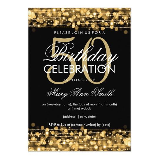 Best ideas about 50th Birthday Invitations
. Save or Pin Elegant 50th Birthday Party Sparkles Gold Invitation Now.