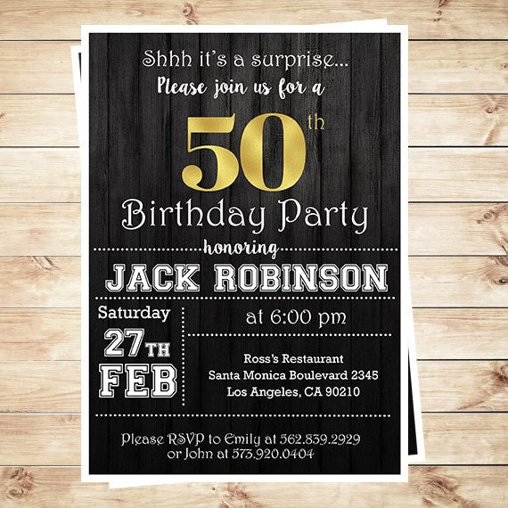 Best ideas about 50th Birthday Invitations For A Man
. Save or Pin Mens Surprise 50th Birthday Party Invitations 50th Birthday Now.