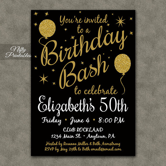 Best ideas about 50th Birthday Invitations For A Man
. Save or Pin 50th Birthday Invitation Printable 50 Black by Now.