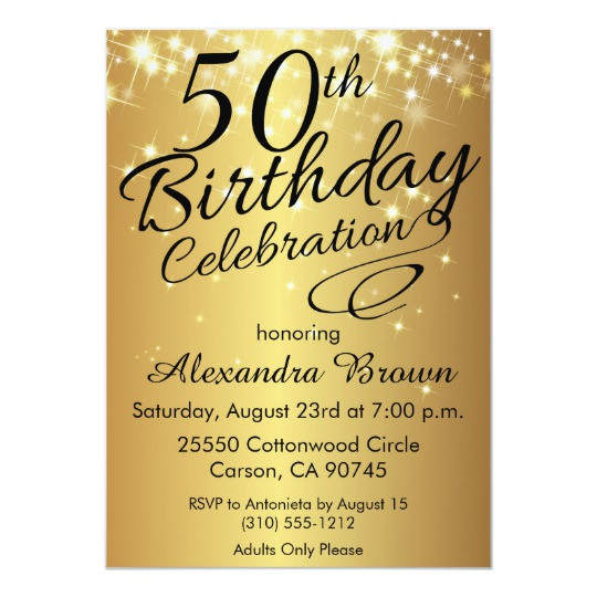 Best ideas about 50th Birthday Invitations For A Man
. Save or Pin Sparkly Gold 50th Birthday Invitations Now.