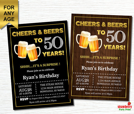 Best ideas about 50th Birthday Invitations For A Man
. Save or Pin 50th Birthday Invitation for Men Cheers and Beers to 50 Now.