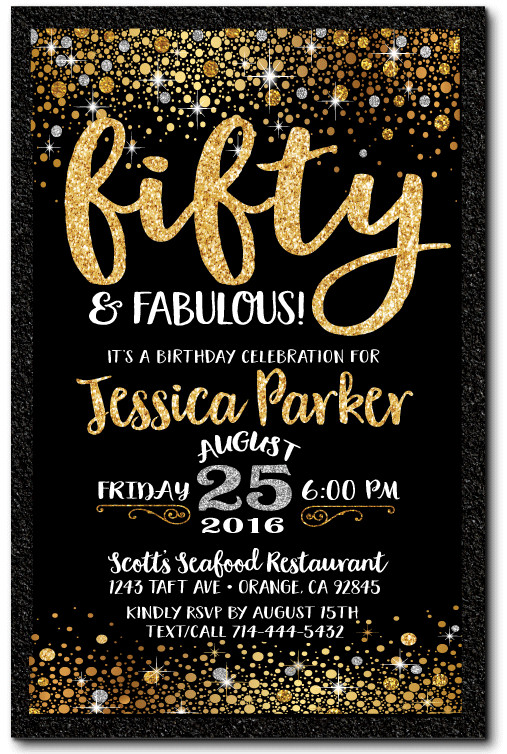 Best ideas about 50th Birthday Invitations
. Save or Pin Gold Glitter Fifty and Fabulous 50th Birthday Invitations Now.