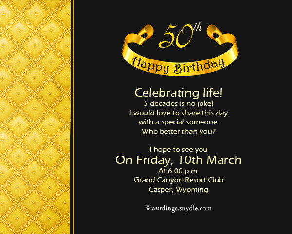 Best ideas about 50th Birthday Invitations
. Save or Pin 50th Birthday Invitation Wording Samples Wordings and Now.