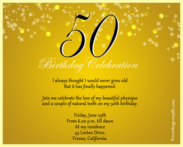 Best ideas about 50th Birthday Party Invitations For Her
. Save or Pin 50th Birthday Invitation Wording Samples Wordings and Now.