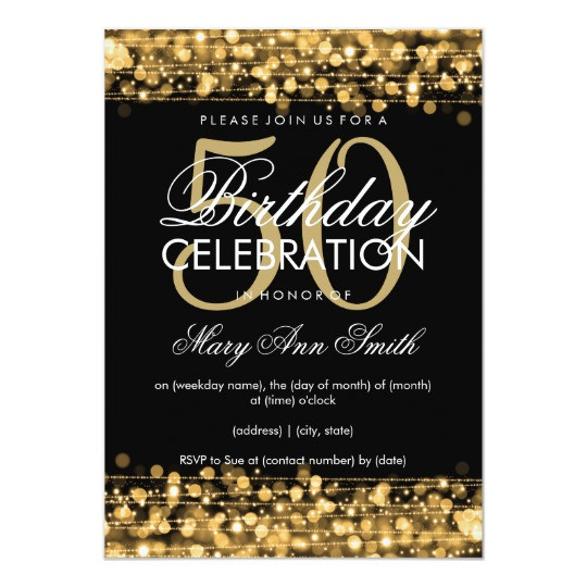 Best ideas about 50th Birthday Party Invitations For Her
. Save or Pin Elegant 50th Birthday Party Sparkles Gold Invitation Now.