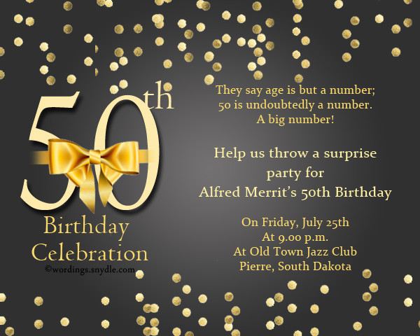Best ideas about 50th Birthday Party Invitations For Her
. Save or Pin 50th Birthday Invitation Wording Samples Wordings and Now.