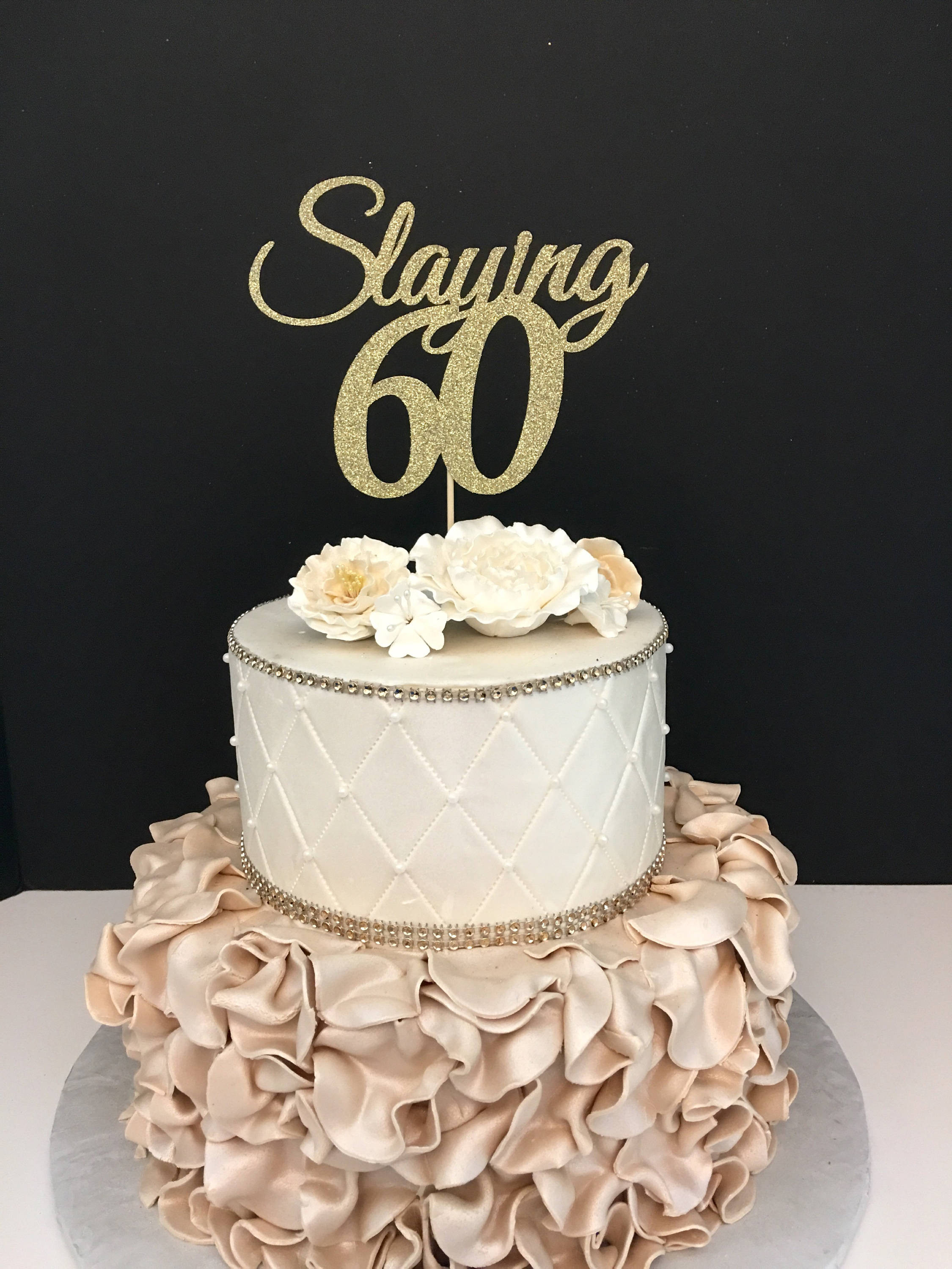 Best ideas about 60 Birthday Cake
. Save or Pin ANY NUMBER Gold Glitter 60th Birthday Cake Topper Slaying 60 Now.