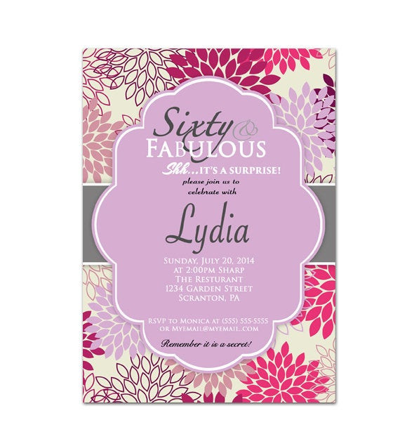 Best ideas about 60 Birthday Invitations
. Save or Pin 60 and Fabulous Purple Lilac 60th Birthday Invitation Surprise Now.