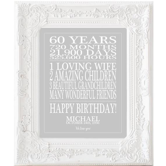 Best ideas about 60 Yr Old Birthday Gifts
. Save or Pin 60th Birthday t Print Personalized Birthday sign 60 Years Now.