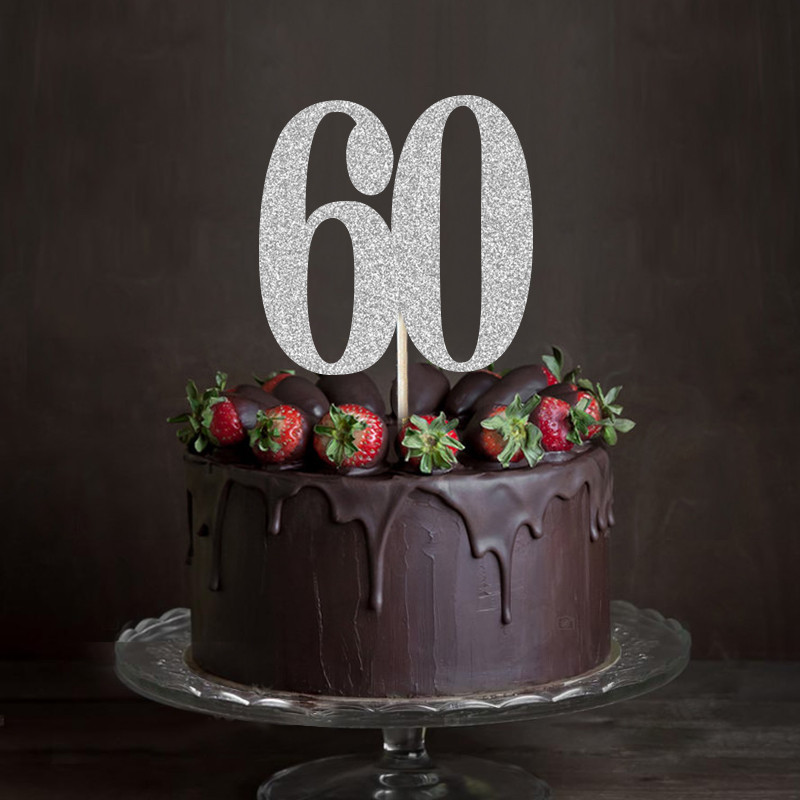 Best ideas about 60th Birthday Cake Toppers
. Save or Pin Gold Silver Black Glitter 60 Cake Topper Sixty Anniversary Now.