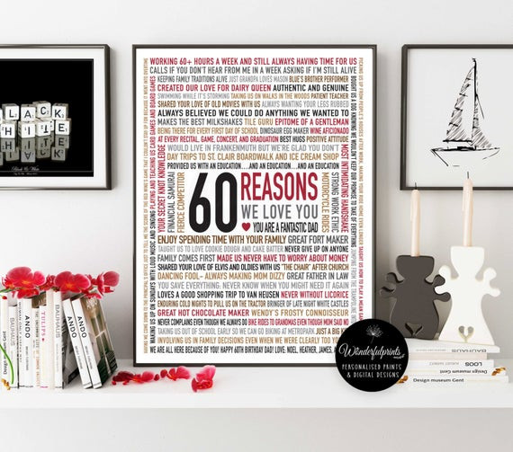 Best ideas about 60Th Birthday Gift Ideas For Dad
. Save or Pin Custom 60th Birthday Gift for DAD 60 Reasons Why We Love You Now.