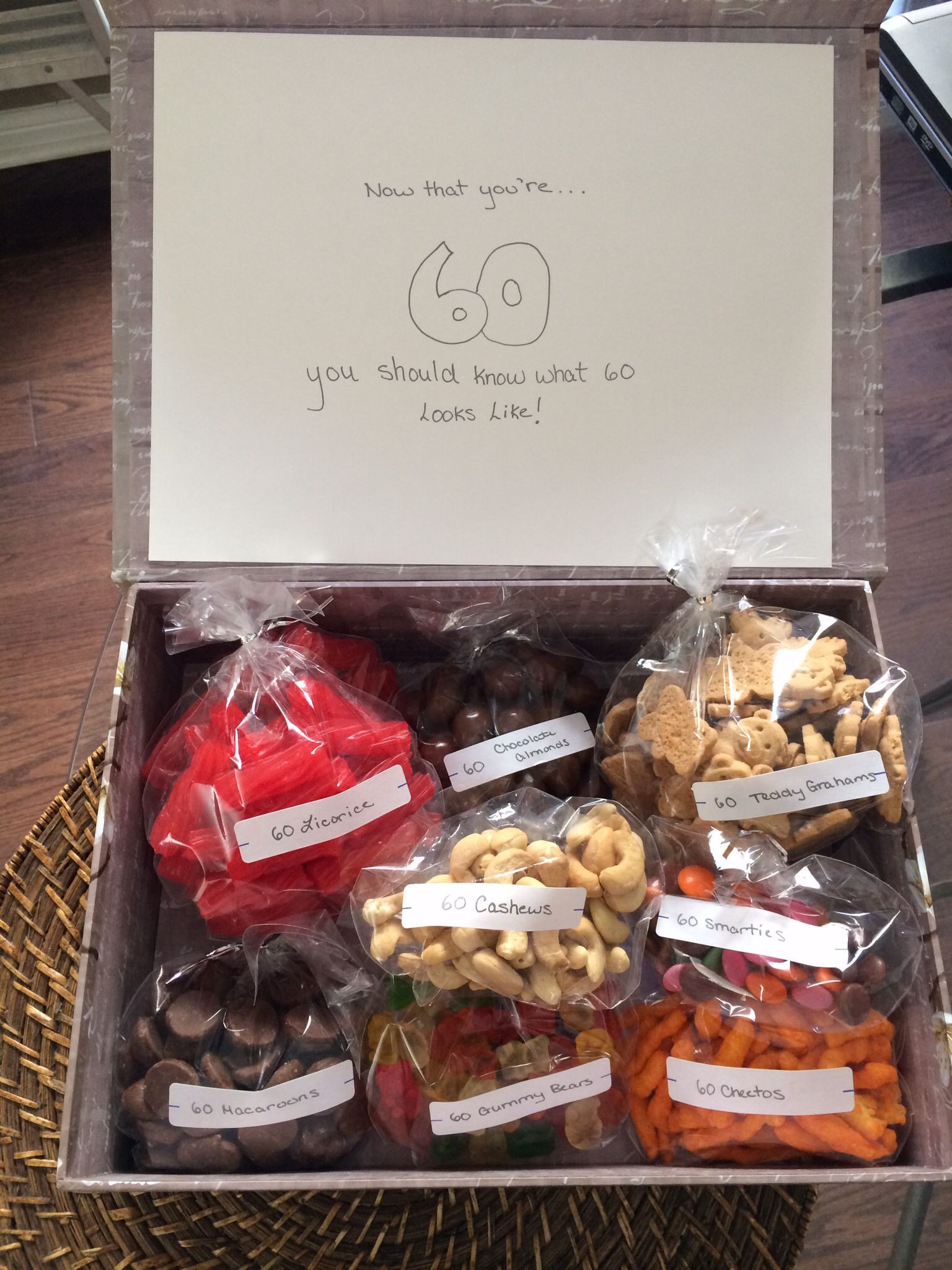 Best ideas about 60th Birthday Gift Ideas
. Save or Pin 60th Birthday Treat Box … Now.