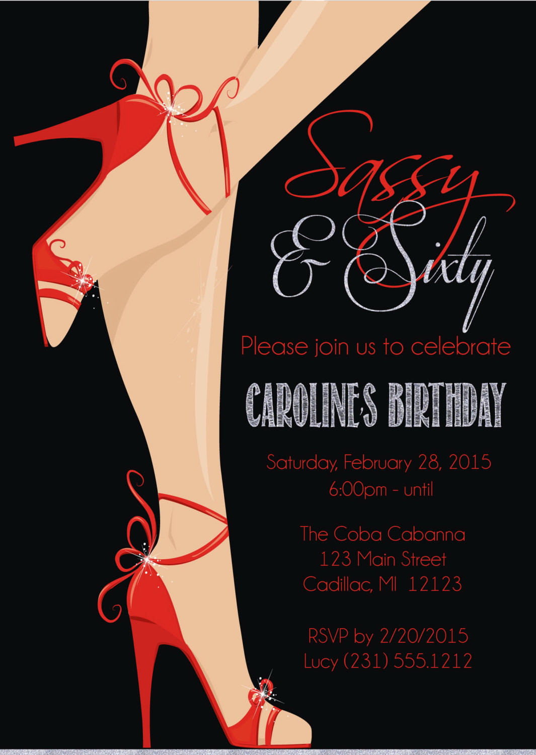 Best ideas about 60th Birthday Invitations For Her
. Save or Pin Red Shoe 60th Birthday Invitation Women s Sassy & Sixty Now.