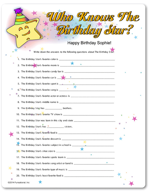 Best ideas about 60th Birthday Party Game
. Save or Pin Printable Who Knows The Birthday Star Now.