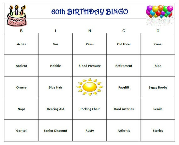 Best ideas about 60th Birthday Party Game
. Save or Pin 60th Birthday Party Bingo Game 60 Cards Old by Now.