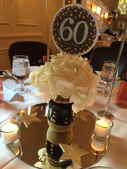 Best ideas about 60th Birthday Party Ideas For Mom
. Save or Pin 60th birthday party centerpiece in black and gold … Now.