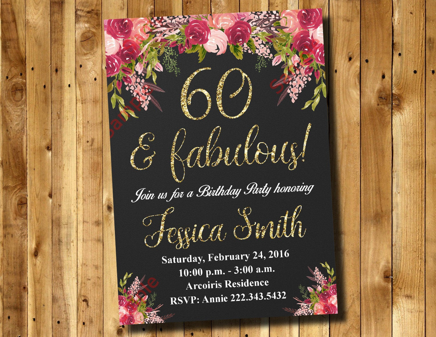 Best ideas about 60th Birthday Party Invitations
. Save or Pin 60th Birthday Invitation Watercolor Flowers Invitation Now.