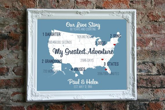 Best ideas about 60Th Wedding Anniversary Gift Ideas For Parents
. Save or Pin 60th Anniversary Gift 60 Year Anniversary 60th by SoleStudio Now.