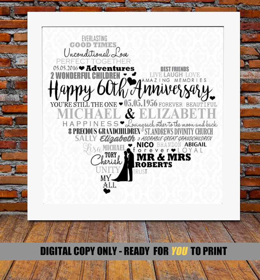 Best ideas about 60Th Wedding Anniversary Gift Ideas For Parents
. Save or Pin Personalized 60th Anniversary t Diamond wedding Now.