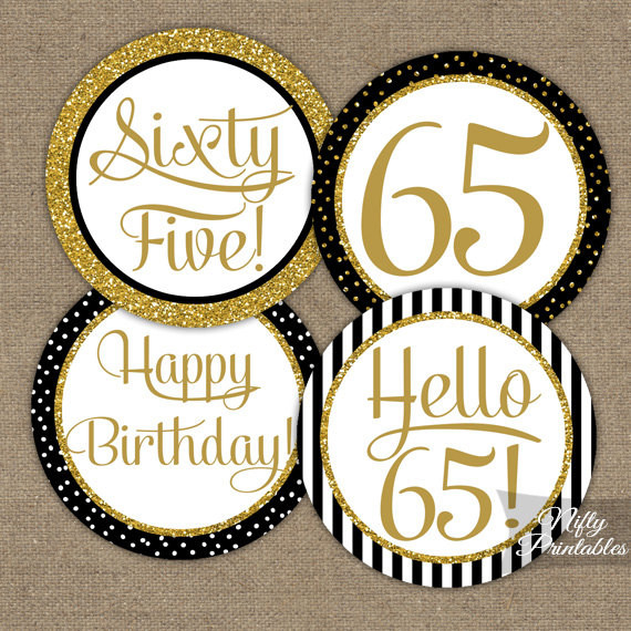 Best ideas about 65th Birthday Ideas
. Save or Pin 65th Birthday Cupcake Toppers Black & Gold 65 Years Bday Now.