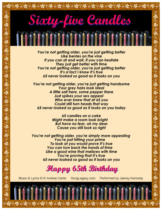 Best ideas about 65th Birthday Quotes
. Save or Pin Sixty five Candles Happy 65th Birthday Original Sixty Now.
