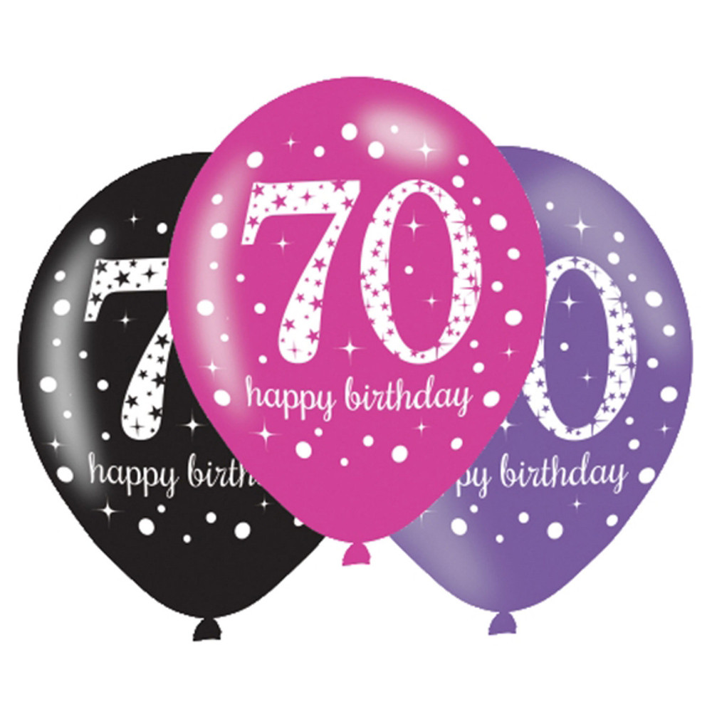 Best ideas about 70 Birthday Decorations
. Save or Pin 6 x 70th Birthday Balloons Black Pink Lilac Party Now.