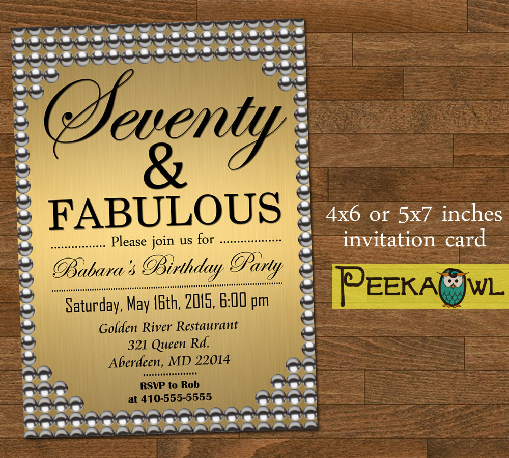 Best ideas about 70th Birthday Card
. Save or Pin Printable Gold Pearl 70th birthday invitation card Seventy Now.